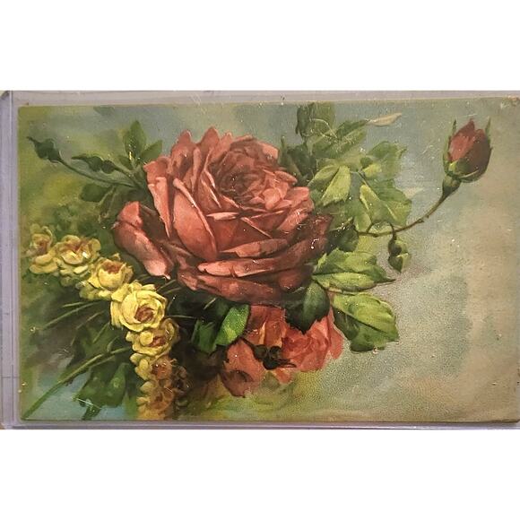 Lot Of Four Vintage Antique Embossed Postcards Flowers - Picture 3 of 9